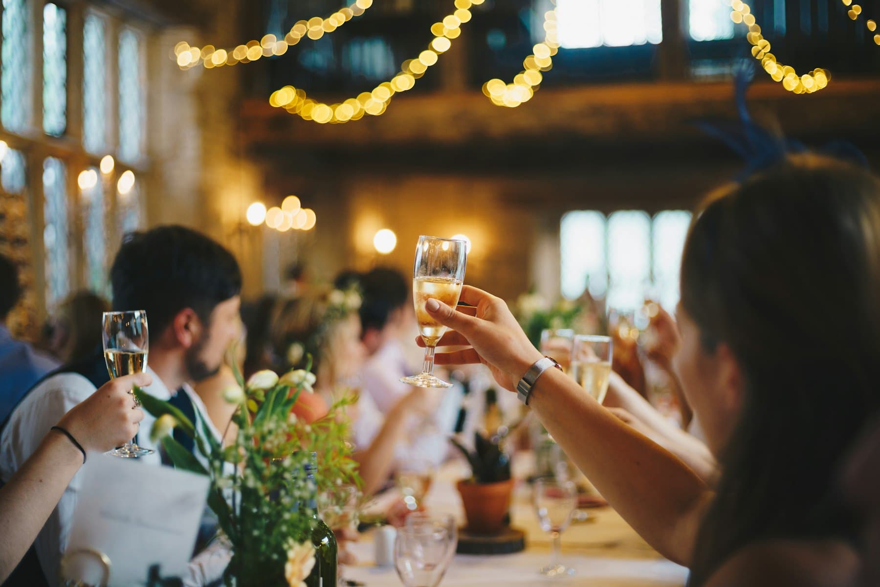 Guests toasting at an event