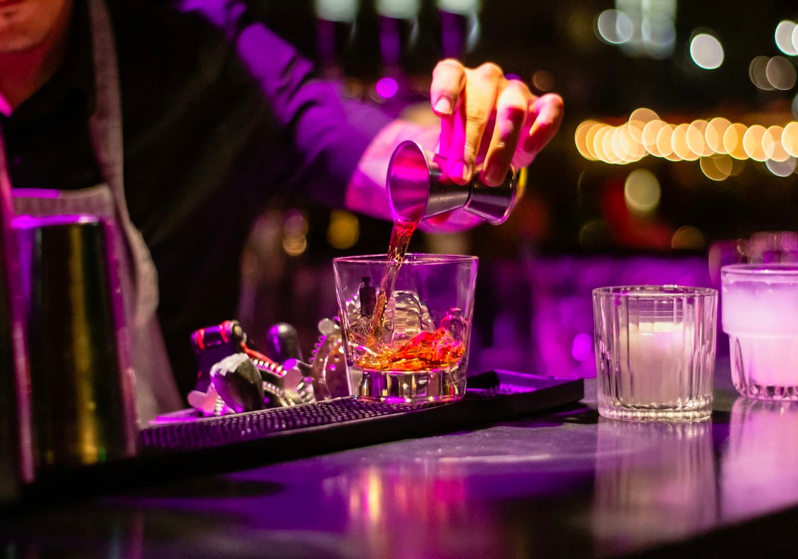 Bartender preparing cocktails