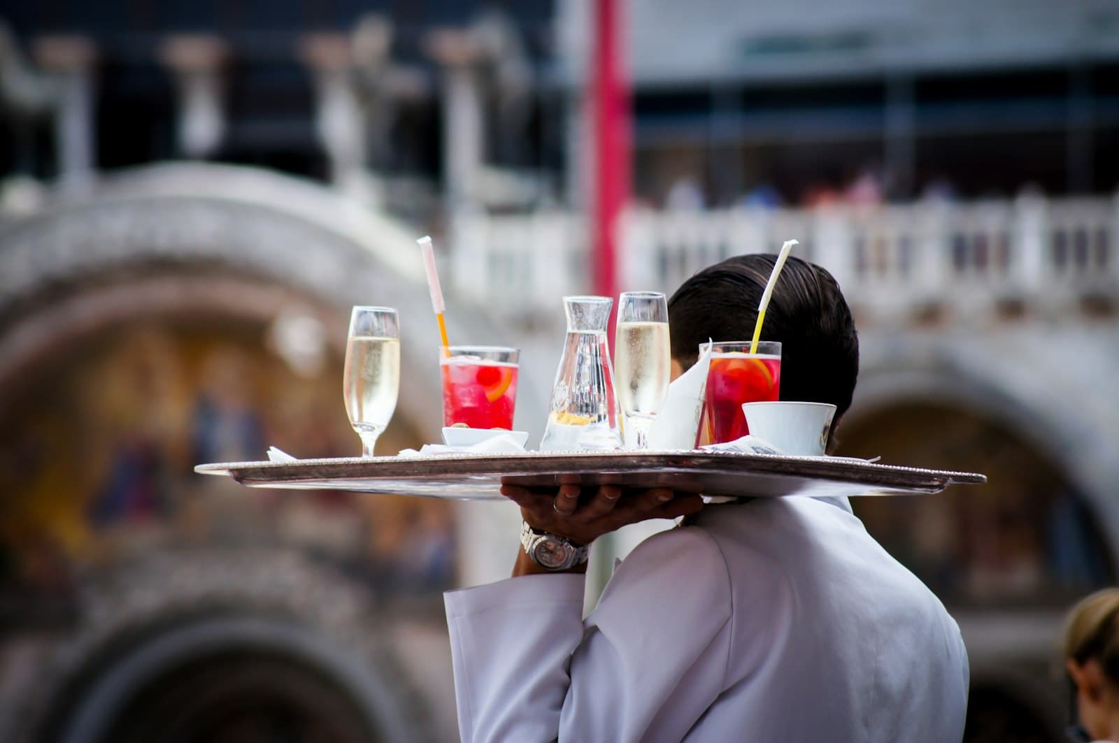Waiter serving beverages at an upscale event