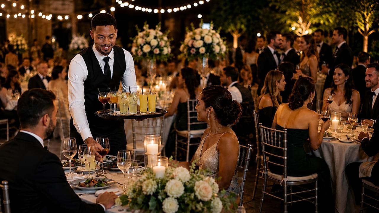 Events staffing — waiter serving guests